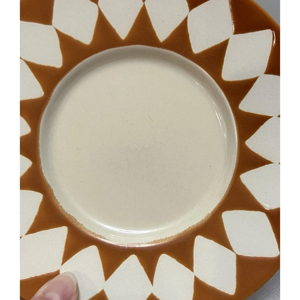 Vtg Pottery Barn Dune Persimmon Cup Mug  Saucer Coffee Tea MCM Boho Replacement
